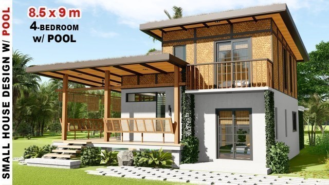 'Ep-24 | 4 BEDROOM SMALL HOUSE DESIGN with small POOL (8.5x9m) - House Design Under 2 Million'