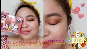 'VICE COSMETICS X BT21 Eyeshadow Palette (First Impression with Cut Crease Eye Makeup Tutorial)'