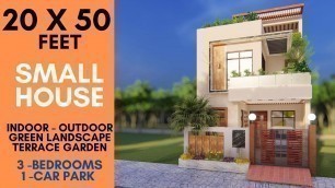 '20X50 feet Small House Design | Inside - Outside Green | Landscape Green Garden'