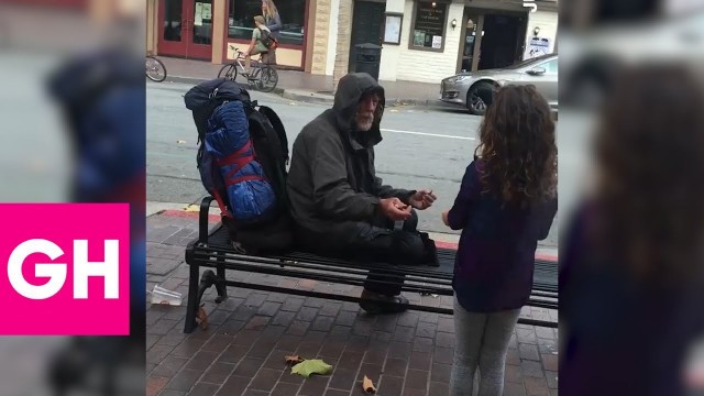 'Little Girl Gives Her Food to a Man in Need | GH'