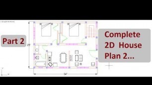 'Complete 2d house plan 2 (Part 2) | AutoCAD 2D design on cad software'