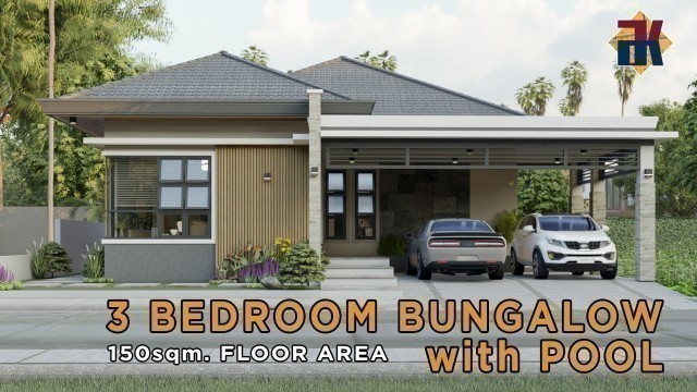 '3 Bedroom Bungalow with Pool HOUSE DESIGN | Exterior & Interior Animation'