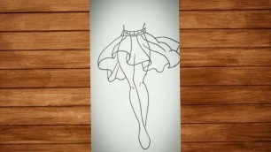 'Fashion Sketches For Beginners | Easy Step By Step Fashion Sketches #shorts #Farjana_drawing_academy'