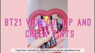 'BT21 x Vice Cosmetics Lip and Cheek Tints | QUICK REVIEW AND UNBOXING'