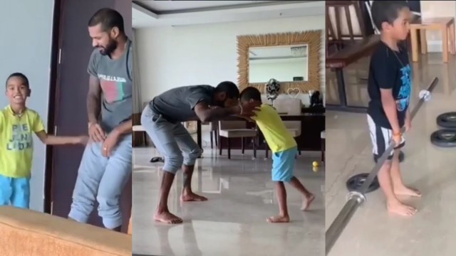 'SHIKHAR DHAWAN || DOING WORKOUTS DURING LOCKDOWN IN A FUNNY WAY #FUNNEYMOMENT #STAYHEALTHY'