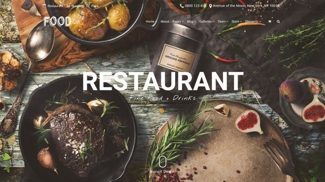 'Food WordPress Theme Home-Page Presentation - Restaurant Responsive Templates'