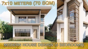 'Modern House Design Idea (7x10 meters) 70sqm with 4 bedrooms'