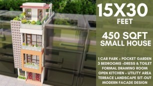 '15X30 Feet | 450 sqft Small House Design with Modern Elevation | Tiny House Ideas | 4.5 X 9.0 House'