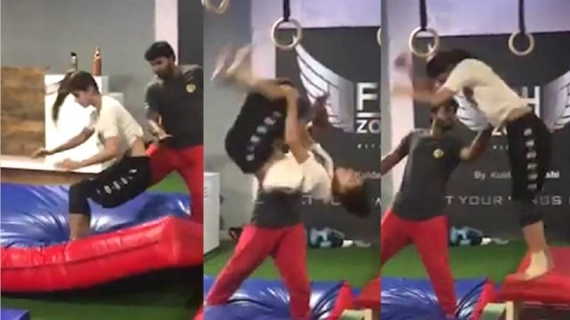 'Disha Patani Does AMAZING Stunt At Gym'