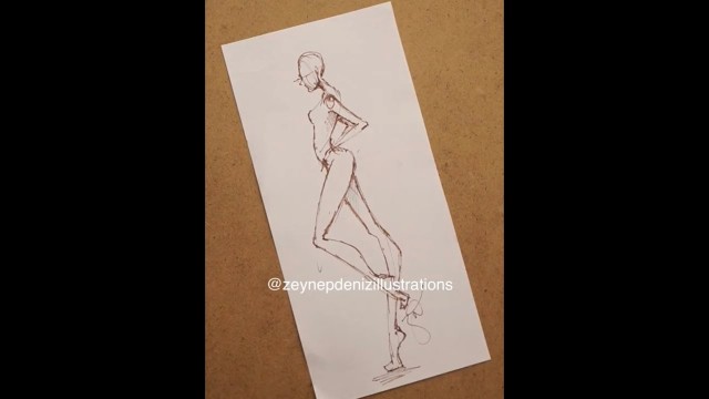 'Fashion sketch tutorial by ZEYNEP DENIZ-fashion pose/profile movement'