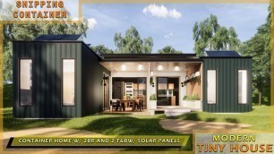'Shipping Container house Design Tour -  2 Bedrooms With Solar panel - Luxury Container Home'