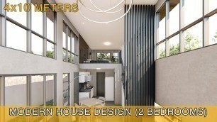 'Modern House Design Idea (4x10 meters) with Loft'