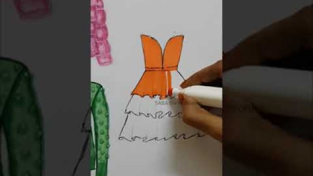 'Easy Gown sketching/Fashion Illustration tutorial/Ruffle gown/#shorts'