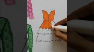 'Easy Gown sketching/Fashion Illustration tutorial/Ruffle gown/#shorts'