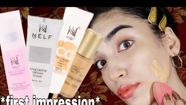 'NELF COSMETICS Primer + Foundation full Base Makeup Review + Wear test'