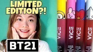 'BT21 x VICE COSMETICS LIMITED EDITION WATERGEL LIP AND CHEEK TINT || VAN, CHIMMY, COOKIE, TATA'