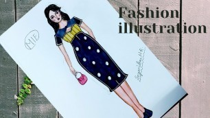 'How to draw fashion figure | Vintage dress series 2 | Fashion illustration | Sangamithra Muralirathi'