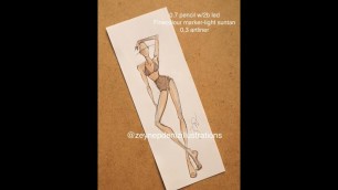 'Fashion sketch tutorial by ZEYNEP DENIZ-quick sketch fashion pose w/marker'