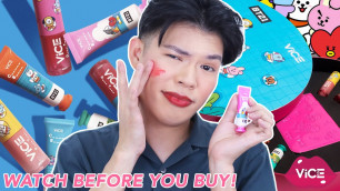 'WATCH BEFORE BUYING... VICE COSMETICS X BT21 COLLABORATION PART 2! (CHEEKY BLUSH + DEWY TINT REVIEW)'