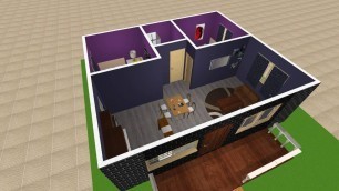 'Small Two Bedrooms Cottage House Plan Design in 3D | House Design Minecraft'