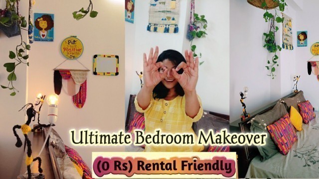 'Stylish (0 Rs ) Small Bedroom Makeover || DIY Rental Friendly Decor Ideas|| Free Room Transformation'
