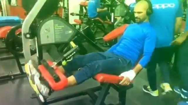 'Watch: Injury fails to deter Shikhar Dhawan from working out in gym'