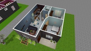 '3d Small House Design Idea 8x8.5m With American Kitchen'