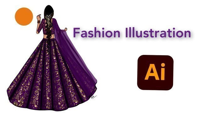 'Fashion illustration of Bridal wear in Adobe Illustrator || Lehenga || Digital Art'