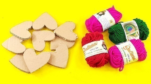 'amazing home decorating idea Use waste cardboard & color woolen | DIY HOME DECO'