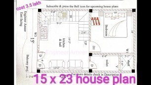 '15x23 house plan 1bhk II 15 x 23  house design II 15 x 23 home design II घर का नक्शा  Engish explain'