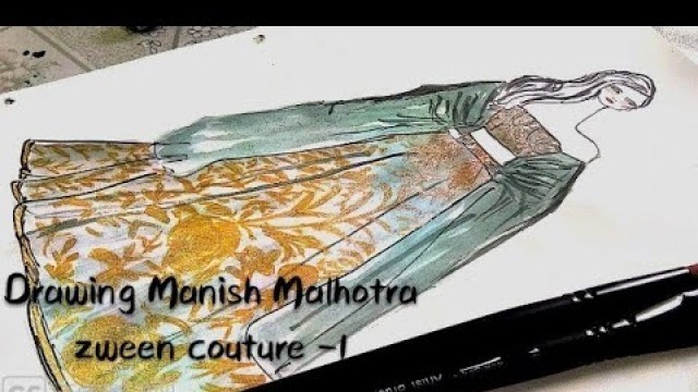 'How to paint Manish Malhotra zween couture || fashion illustration drawing process -1 ||'
