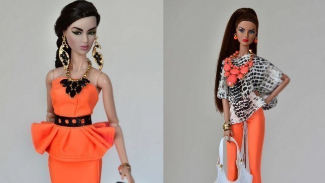 'Barbie doll in orange beautiful dresses