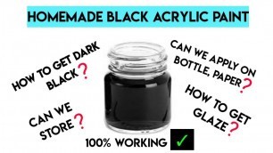 'How to make black acrylic paint at home/home made acrylic paint without food colour/Ash colour paint'