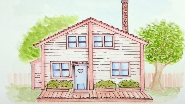 'Fairy Tale Country Cottage Tiny House | Small House Design Ideas Watercolor'