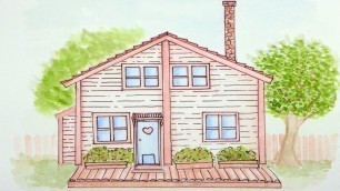 'Fairy Tale Country Cottage Tiny House | Small House Design Ideas Watercolor'