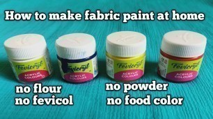 'How to make fabric paint at home without food color/homemade fabric paint'