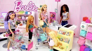 'Barbie Dolls Go School Supply Shopping -  Supermarket Toy Store for  Kids'