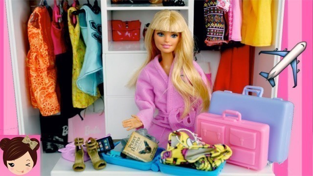 'Barbie Packs Her Suitcases to go on a Trip! New Doll Clothes'