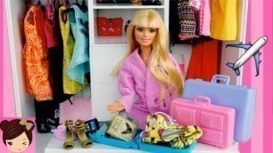 'Barbie Packs Her Suitcases to go on a Trip! New Doll Clothes'