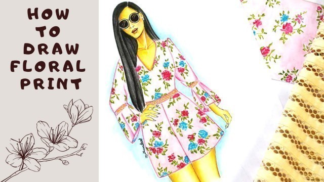'How To Draw Floral Print || Fashion Illustration'
